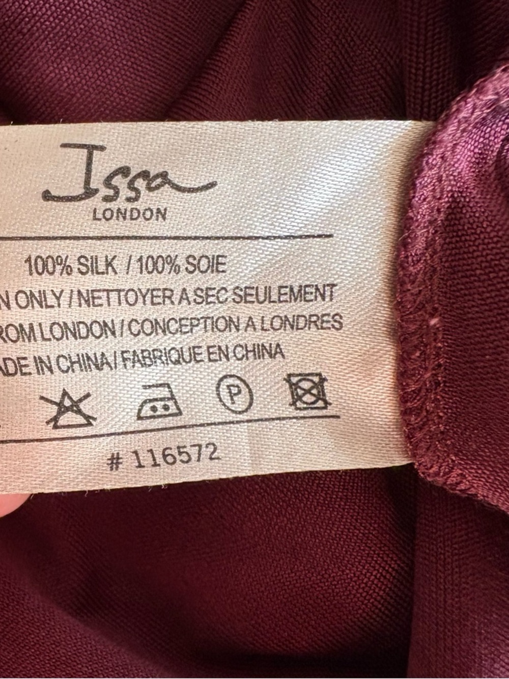 Issa London Burgundy Wrap-Style Long Sleeve Dress - Picture 3 of 3
